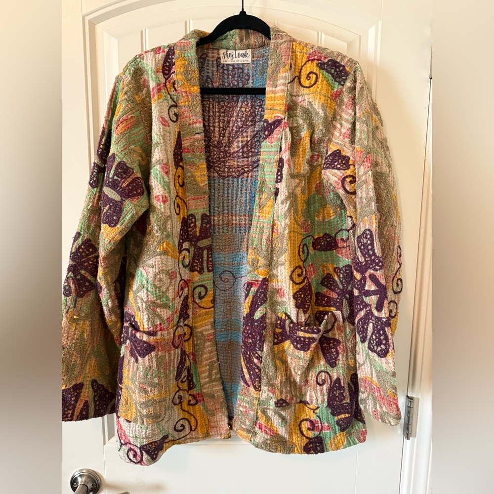 Vintage Kantha Suzani embroidered OOAK jacket